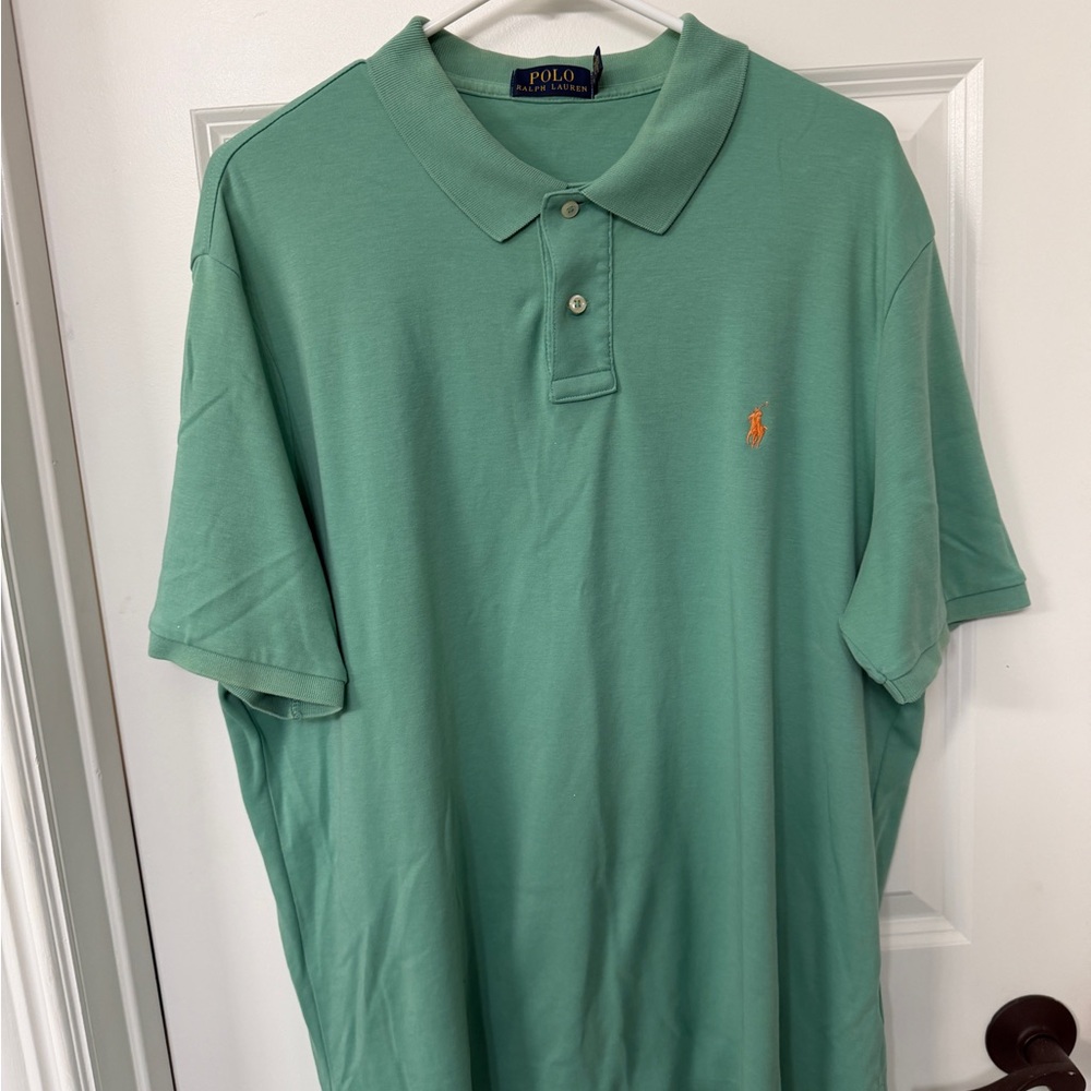 RL Mint Green Polo Shirt with Orange Logo